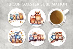 Owl Watercolor Circles for Coasters Product Image 1