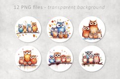 Owl Watercolor Circles for Coasters Product Image 2