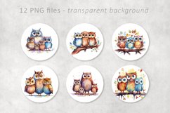 Owl Watercolor Circles for Coasters Product Image 3