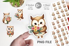 Owl Spring Bouquet Sticker Product Image 1