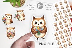 Owl Spring Bouquet Sticker Product Image 1