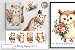 Digital Paper Owl Spring Bouquet Product Image 1