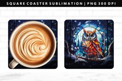 Owl Square Coaster Design | Square Coaster Sublimation Product Image 1