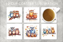 Owl Watercolor Square Coaster Bundle Product Image 1