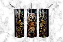 Owl Stained Glass Dog 20 oz Skinny Tumbler Wrap Product Image 3