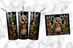 Owl Stained Glass Dog 20 oz Skinny Tumbler Wrap Product Image 1