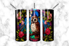 Owl Stained Glass Dog 20 oz Skinny Tumbler Wrap Product Image 3