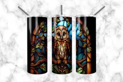 Owl Stained Glass Dog 20 oz Skinny Tumbler Wrap Product Image 2