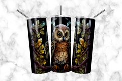 Owl Stained Glass Dog 20 oz Skinny Tumbler Wrap Product Image 2