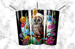 Owl Stained Glass Dog 20 oz Skinny Tumbler Wrap Product Image 2