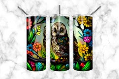 Owl Stained Glass Dog 20 oz Skinny Tumbler Wrap Product Image 3