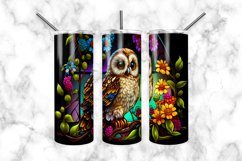 Owl Stained Glass Dog 20 oz Skinny Tumbler Wrap Product Image 3