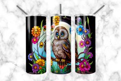 Owl Stained Glass Dog 20 oz Skinny Tumbler Wrap Product Image 3