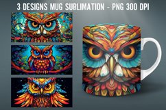 Owl Stained Glass Mug Wrap Sublimation Designs Product Image 1