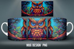 Owl Stained Glass Mug Wrap Sublimation Designs Product Image 2