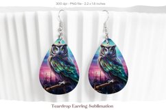 Owl Teardrop Earring Sublimation Watercolor Owl Earrings