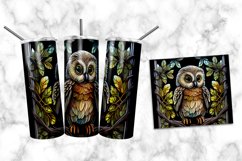 Owl Stained Glass Dog 20 oz Skinny Tumbler Wrap Product Image 1