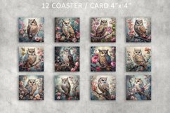Owl Vintage Card, Collage Sheet for Coasters Product Image 2