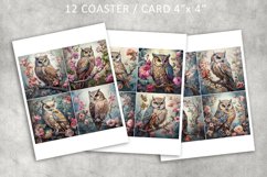 Owl Vintage Card, Collage Sheet for Coasters Product Image 3