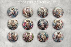 Owl vintage circle, Collage Sheet for Coasters Product Image 2