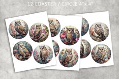 Owl vintage circle, Collage Sheet for Coasters Product Image 3