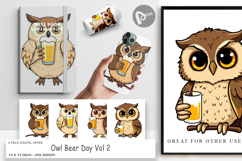 Digital Paper Owl Beer Day Product Image 1