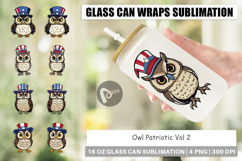 Glass Can Owl Patriotic Product Image 1