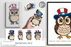 Digital Paper Owl Patriotic Product Image 1