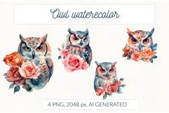 Cute realistic owl watercolor PNG sublimation Product Image 2