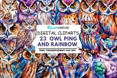Owl Watercolor Sublimation Clipart Product Image 1