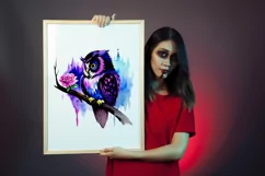 Cute watercolor magic book, owl, potion Halloween clipart Product Image 2