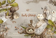 Owls Story watercolor forest clipart Product Image 1