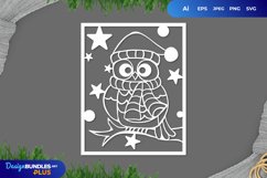 Owl Wearing Christmas Outfit Papercut SVG Product Image 1