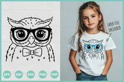 Owl SVG File | Owl with Glasses Bowtie SVG | Cute Owl SVG Product Image 1