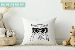 Owl SVG File | Owl with Glasses Bowtie SVG | Cute Owl SVG Product Image 2