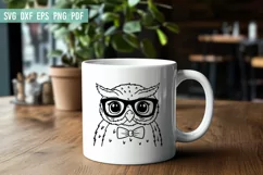 Owl SVG File | Owl with Glasses Bowtie SVG | Cute Owl SVG Product Image 3