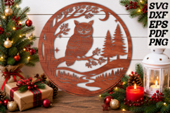 Owl Wooden Round Sign SVG Product Image 1
