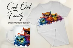 Cute Owl Family - Mug Wrap - Family Matching Coffee Mug PNG Product Image 1