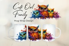 Cute Owl Family - Mug Wrap - Family Matching Coffee Mug PNG Product Image 2