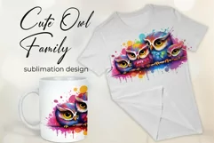 Cute Owl Family - Mug Wrap - Family Matching Coffee Mug PNG Product Image 1
