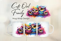 Cute Owl Family - Mug Wrap - Family Matching Coffee Mug PNG Product Image 2