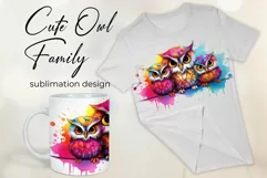 Cute Owl Family - Mug Wrap - Family Matching Coffee Mug PNG Product Image 1