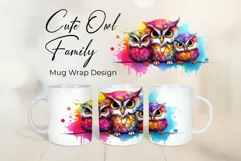 Cute Owl Family - Mug Wrap - Family Matching Coffee Mug PNG Product Image 2