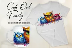 Cute Owl Family - Mug Wrap - Family Matching Coffee Mug PNG Product Image 3