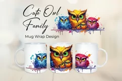 Cute Owl Family - Mug Wrap - Family Matching Coffee Mug PNG Product Image 2
