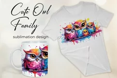 Cute Owl Family - Mug Wrap - Family Matching Coffee Mug PNG Product Image 1