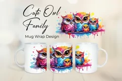Cute Owl Family - Mug Wrap - Family Matching Coffee Mug PNG Product Image 2