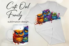 Cute Owl Family - Mug Wrap - Family Matching Coffee Mug PNG Product Image 3