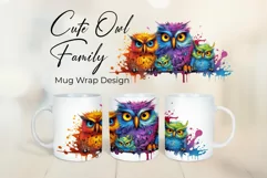Cute Owl Family - Mug Wrap - Family Matching Coffee Mug PNG Product Image 2