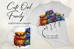 Cute Owl Family - Mug Wrap - Family Matching Coffee Mug PNG Product Image 1